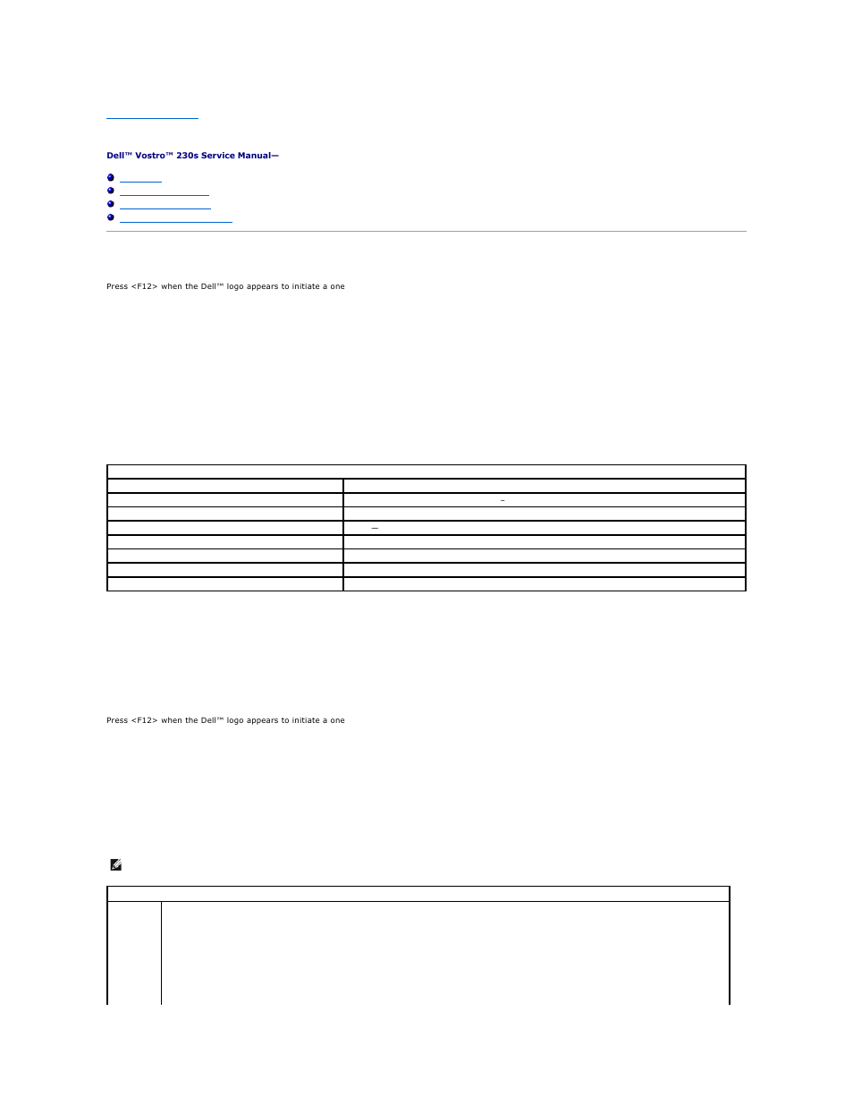 System setup, Boot menu, Navigation keystrokes | Entering system setup, System setup menu options, F12> menu | Dell Vostro 230s (Early 2010) User Manual | Page 2 / 30