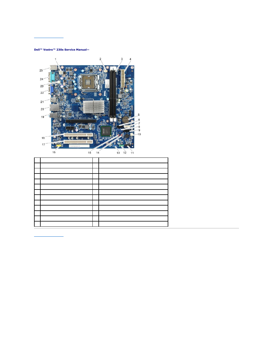 System board layout | Dell Vostro 230s (Early 2010) User Manual | Page 28 / 30