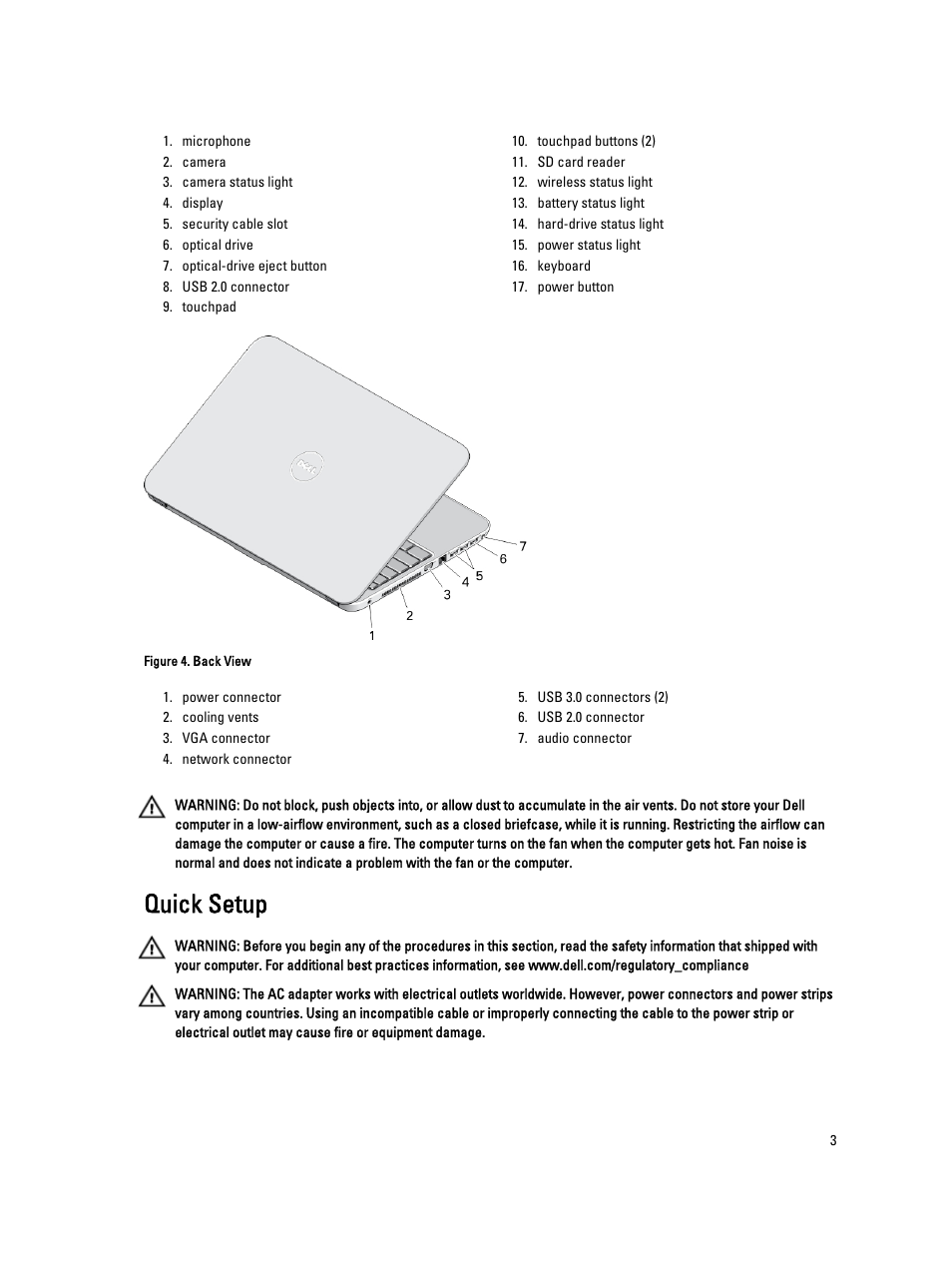 Quick setup | Dell Latitude 3440 (Late 2013) User Manual | Page 3 / 6