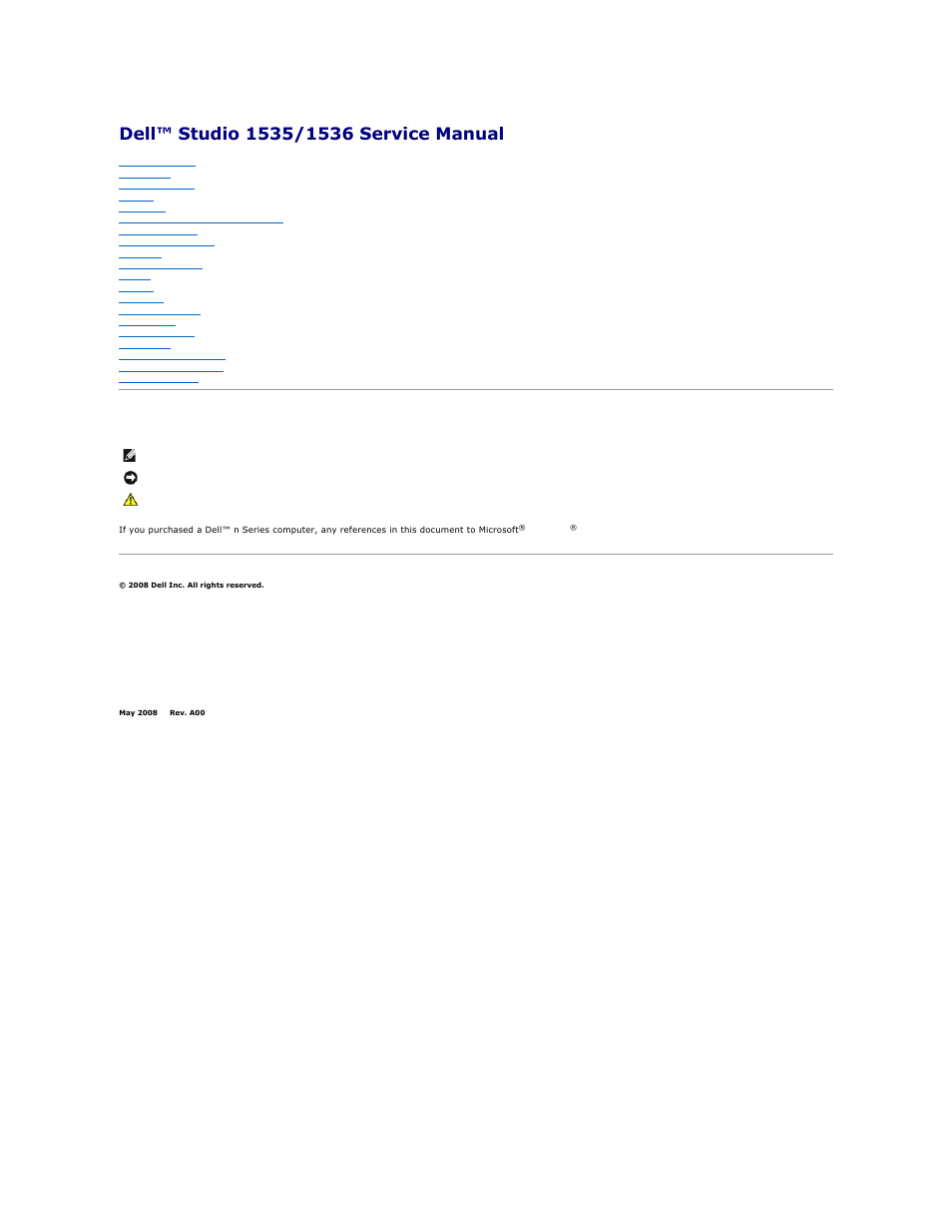 Dell Studio 1536 (Mid 2008) User Manual | 41 pages