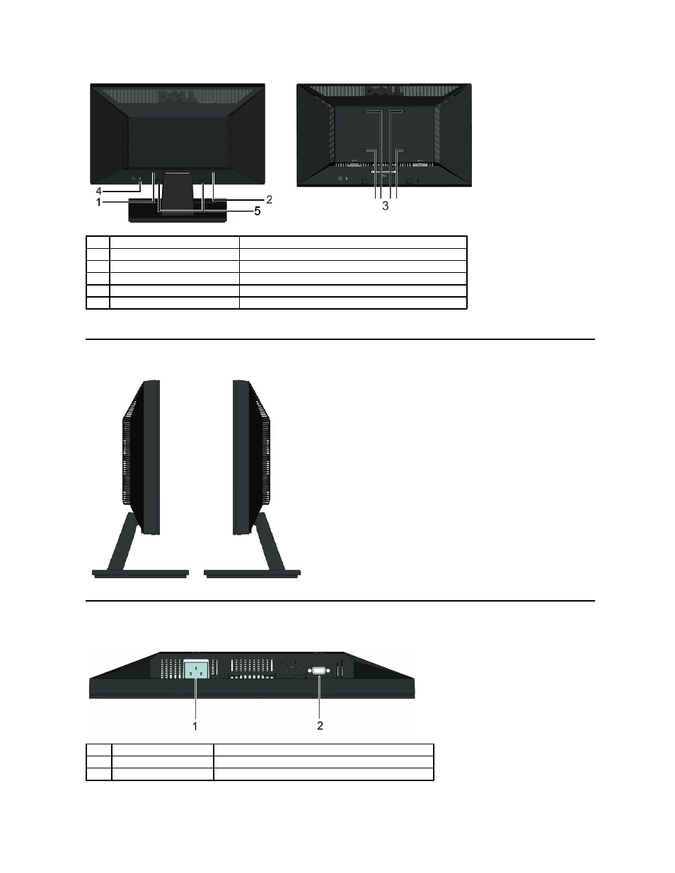 Side view bottom view | Dell E1910H Monitor User Manual | Page 4 / 29