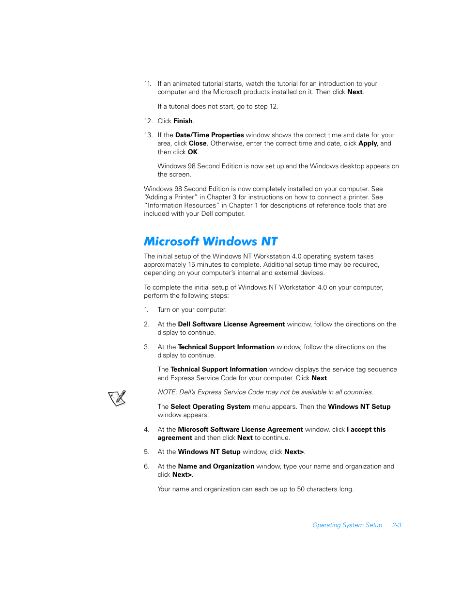 Microsoft windows nt, Microsoft windows nt -3 | Dell Inspiron 5000 User Manual | Page 9 / 20