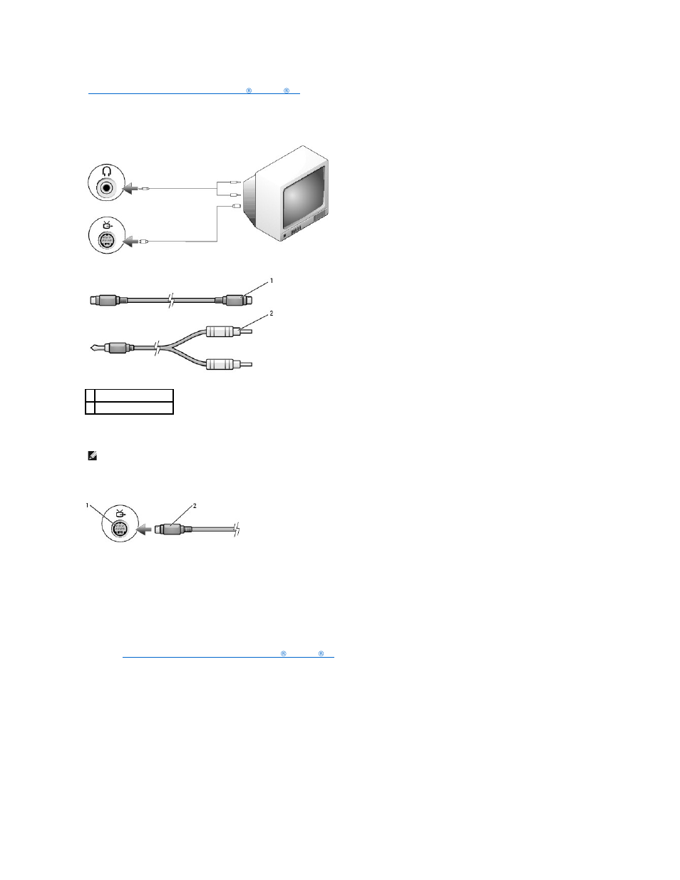 S-video and standard audio, Composite video and standard audio | Dell Latitude D610 User Manual | Page 21 / 115