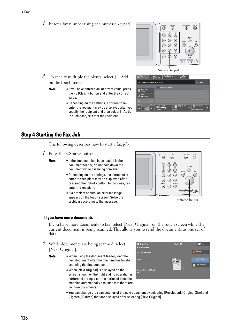 Step 4 starting the fax job | Dell C5765DN MFP Color Laser Printer User Manual | Page 128 / 675