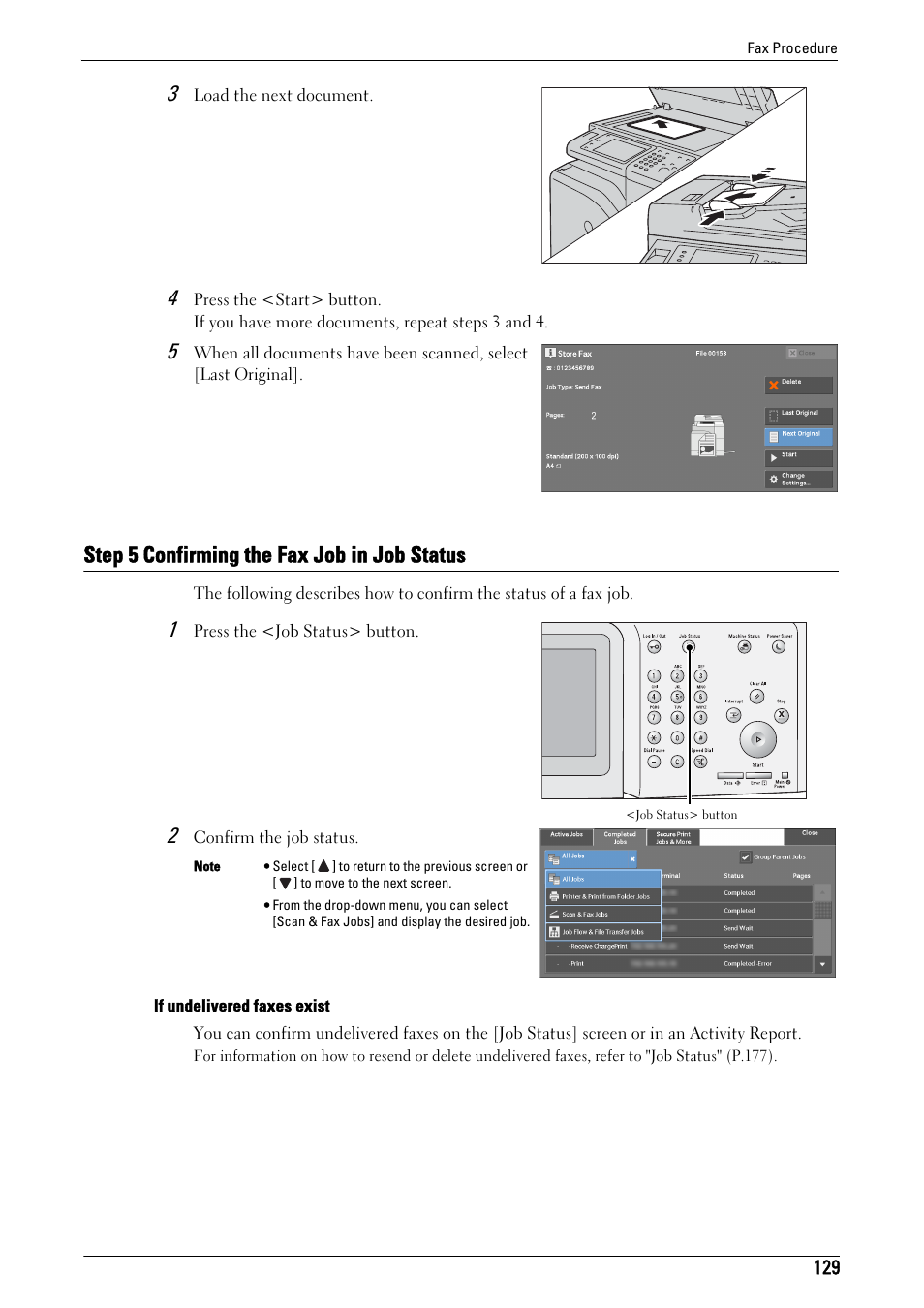 Step 5 confirming the fax job in job status | Dell C5765DN MFP Color Laser Printer User Manual | Page 129 / 675