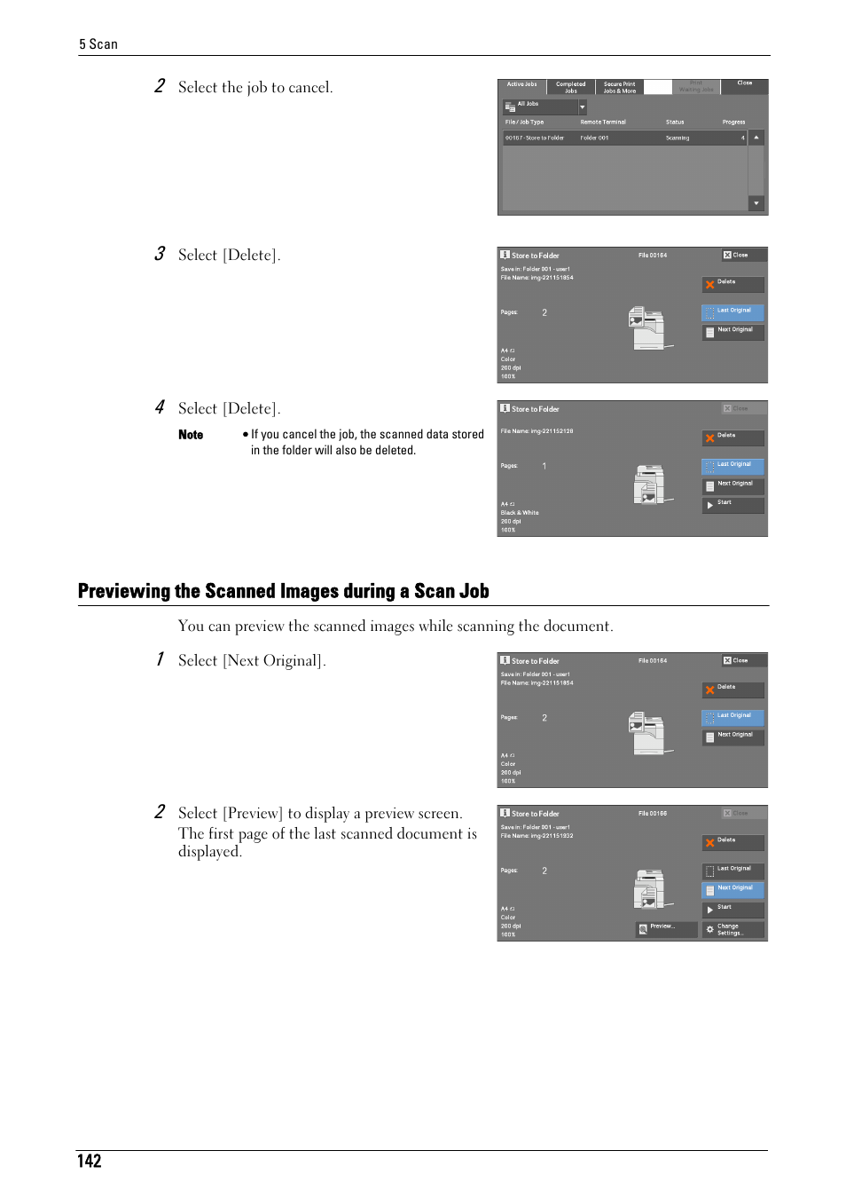 Previewing the scanned images during a scan job | Dell C5765DN MFP Color Laser Printer User Manual | Page 142 / 675