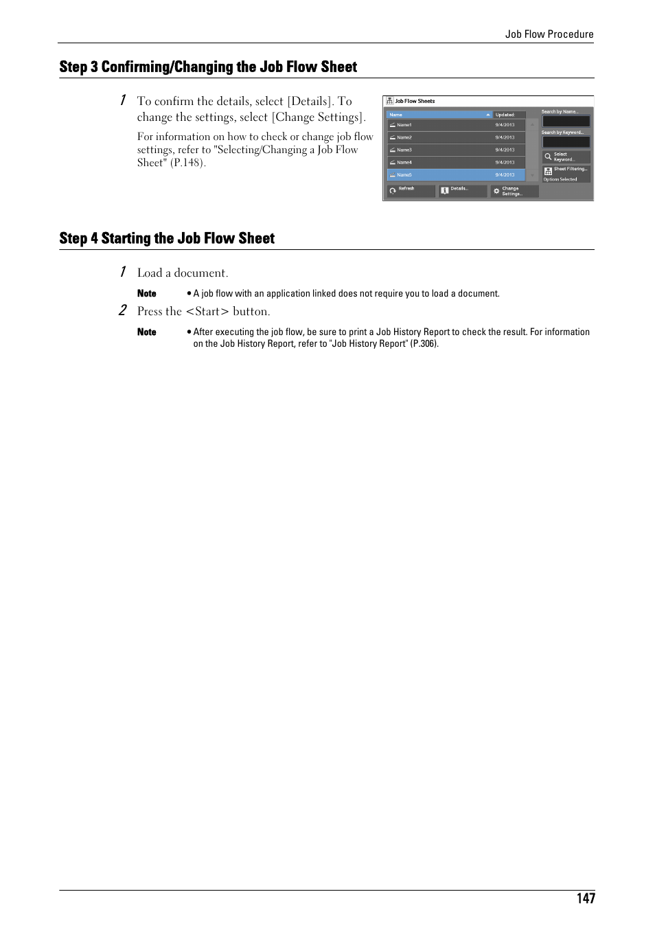 Step 3 confirming/changing the job flow sheet, Step 4 starting the job flow sheet | Dell C5765DN MFP Color Laser Printer User Manual | Page 147 / 675