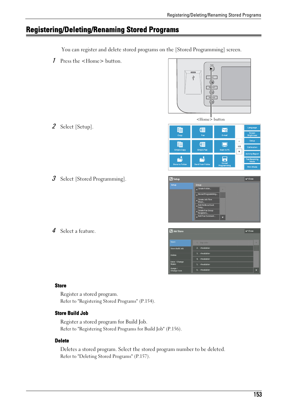 Registering/deleting/renaming stored programs | Dell C5765DN MFP Color Laser Printer User Manual | Page 153 / 675