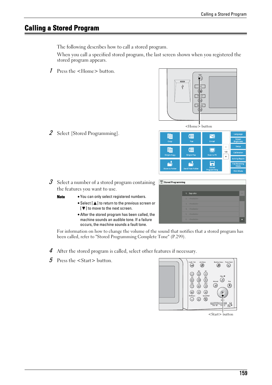 Calling a stored program | Dell C5765DN MFP Color Laser Printer User Manual | Page 159 / 675