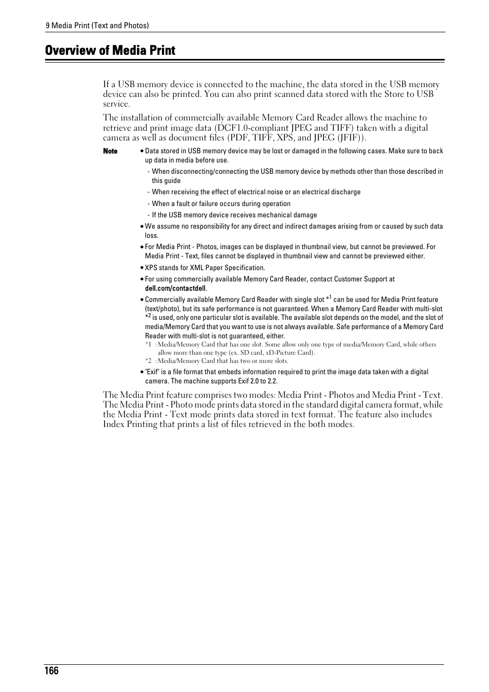 Overview of media print | Dell C5765DN MFP Color Laser Printer User Manual | Page 166 / 675