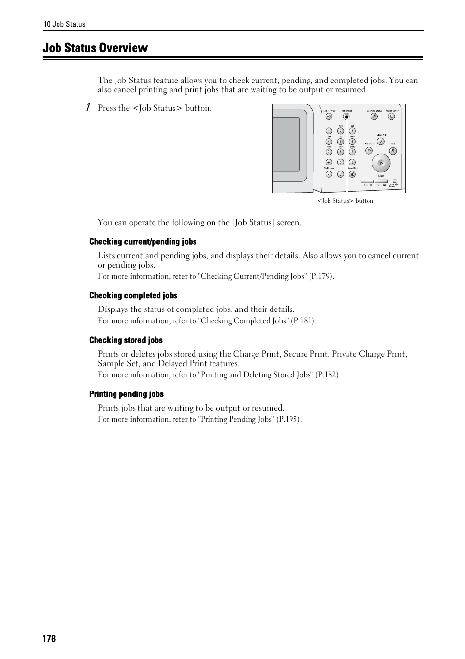 Job status overview | Dell C5765DN MFP Color Laser Printer User Manual | Page 178 / 675