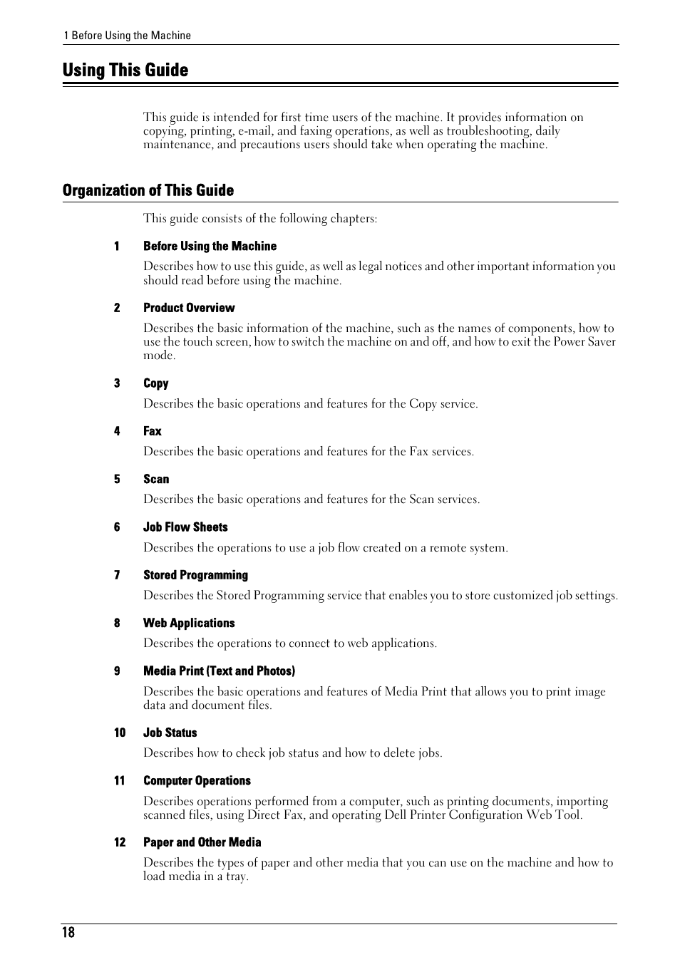 Using this guide, Organization of this guide | Dell C5765DN MFP Color Laser Printer User Manual | Page 18 / 675