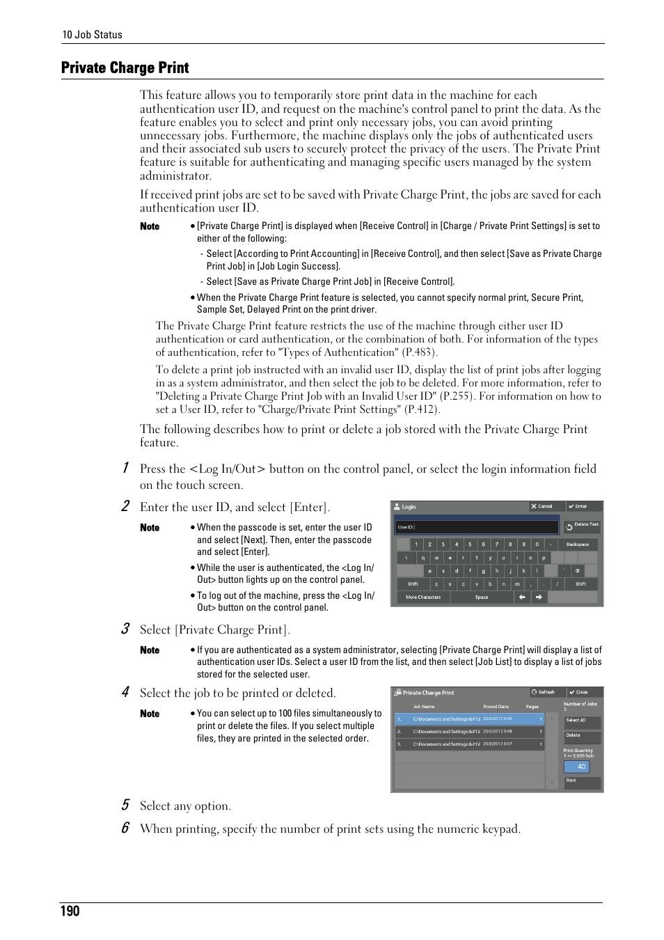 Private charge print | Dell C5765DN MFP Color Laser Printer User Manual | Page 190 / 675