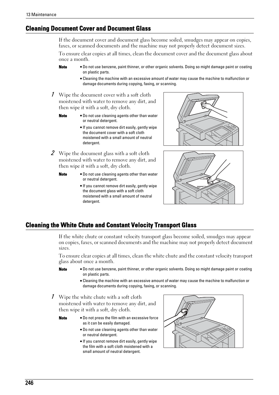 Cleaning document cover and document glass | Dell C5765DN MFP Color Laser Printer User Manual | Page 246 / 675