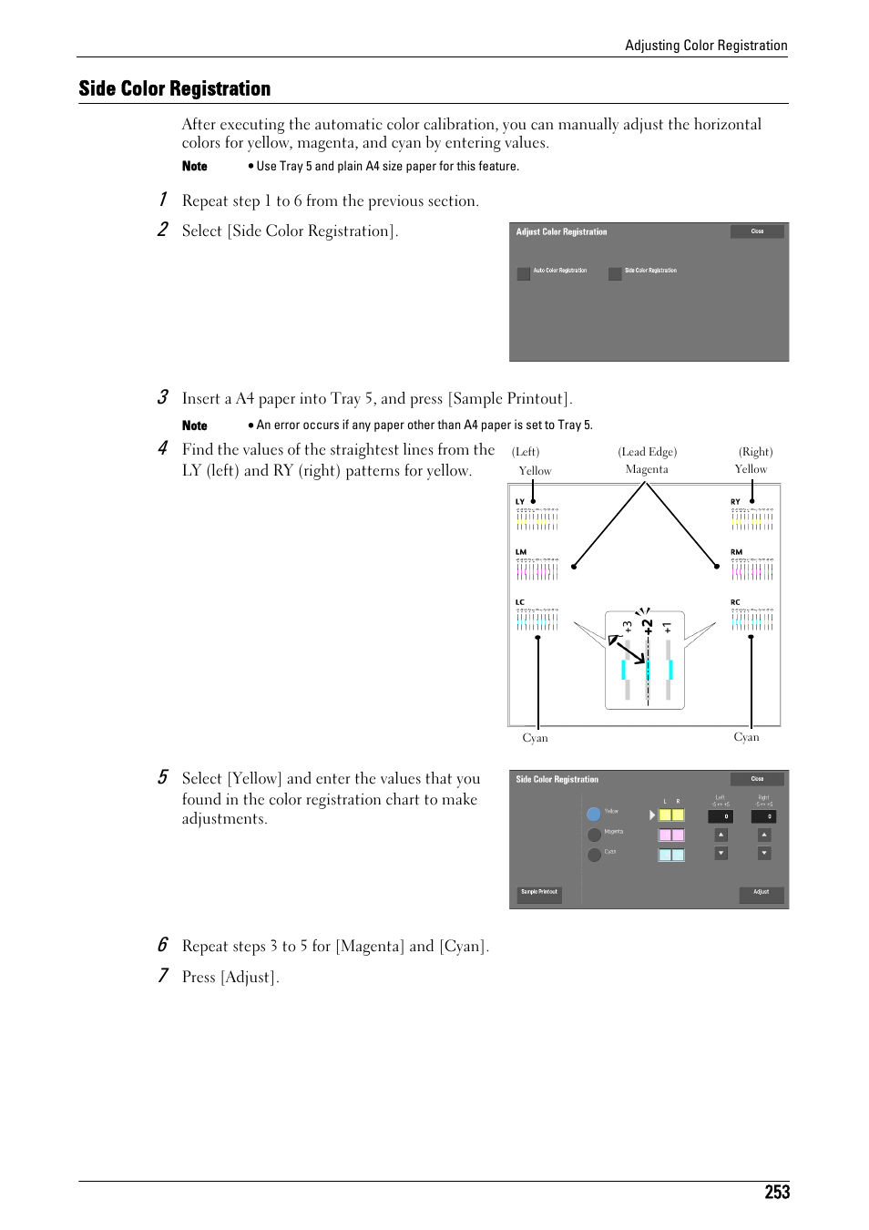 Side color registration | Dell C5765DN MFP Color Laser Printer User Manual | Page 253 / 675