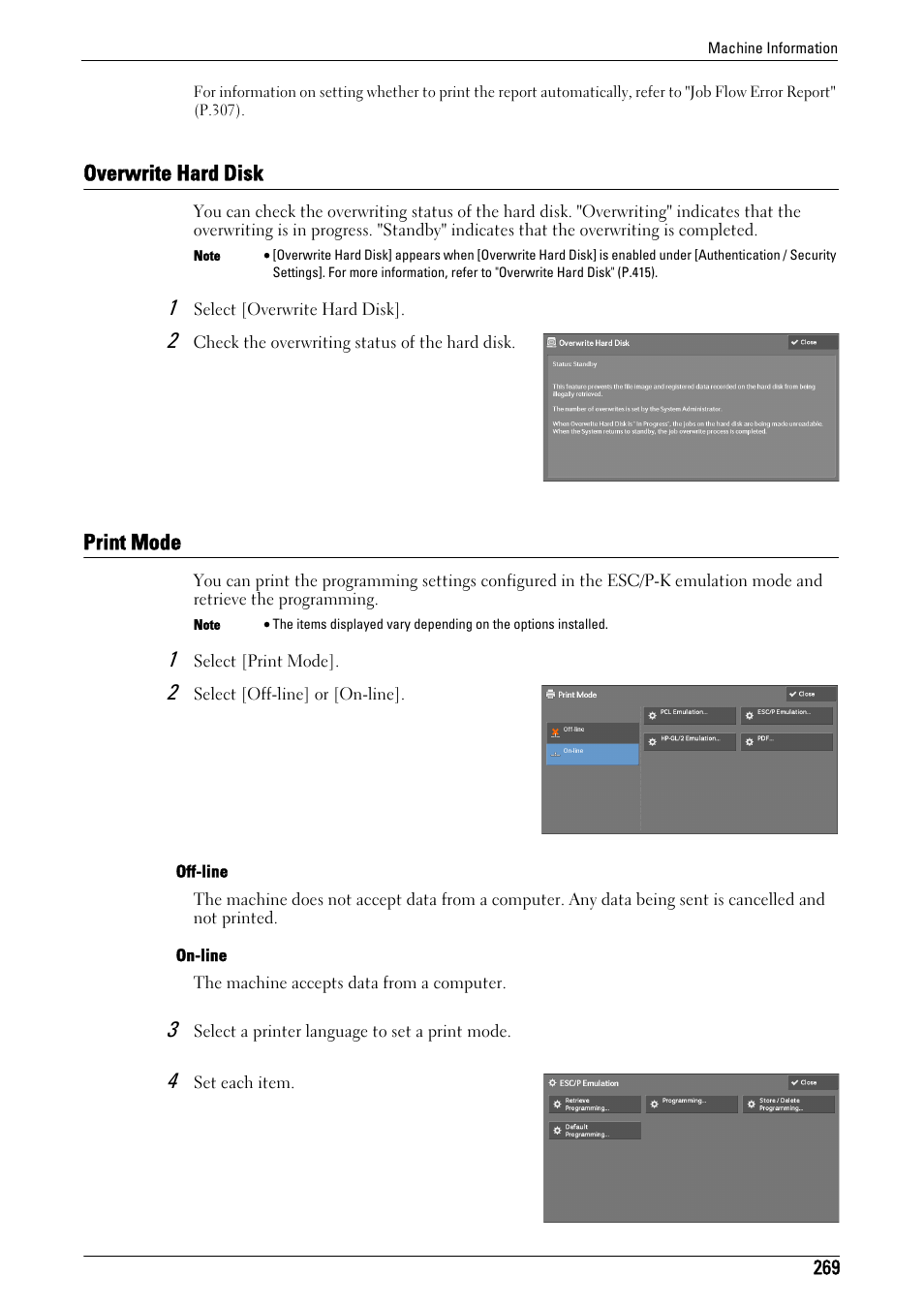 Overwrite hard disk, Print mode, R to "print mode" (p.269) | Overwrite hard disk print mode | Dell C5765DN MFP Color Laser Printer User Manual | Page 269 / 675