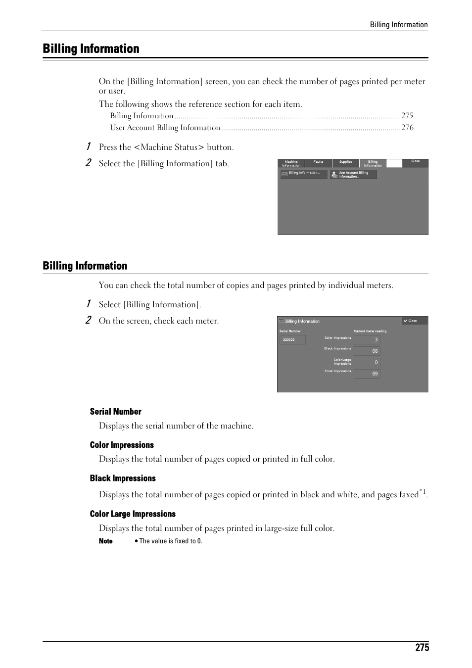 Billing information, To "billing information" (p.275) | Dell C5765DN MFP Color Laser Printer User Manual | Page 275 / 675