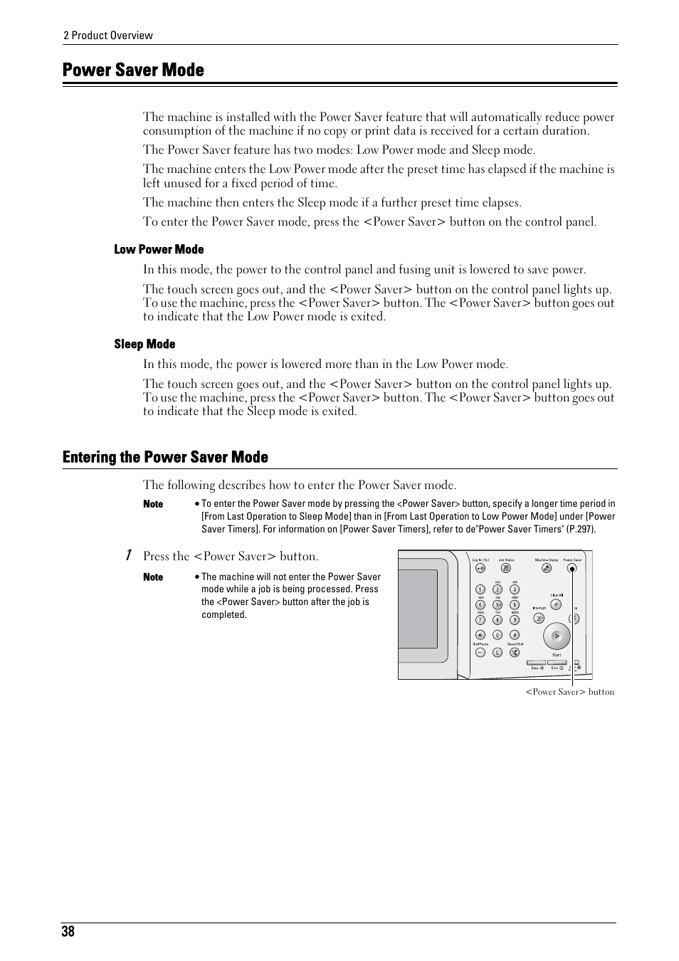 Power saver mode, Entering the power saver mode | Dell C5765DN MFP Color Laser Printer User Manual | Page 38 / 675