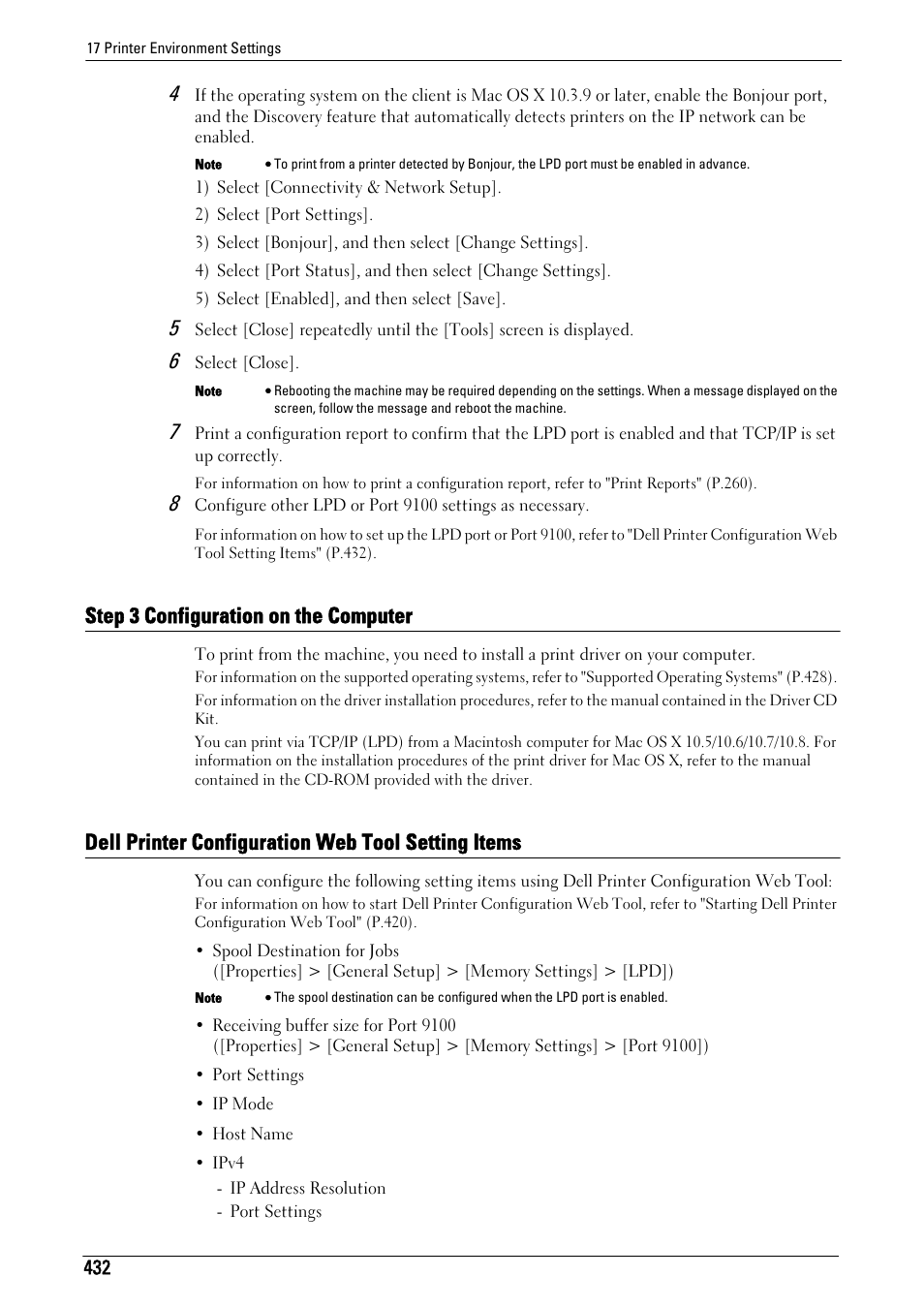 Step 3 configuration on the computer, Dell printer configuration web tool setting items, R to "dell printer | Configuration web tool setting items" (p.432) | Dell C5765DN MFP Color Laser Printer User Manual | Page 432 / 675