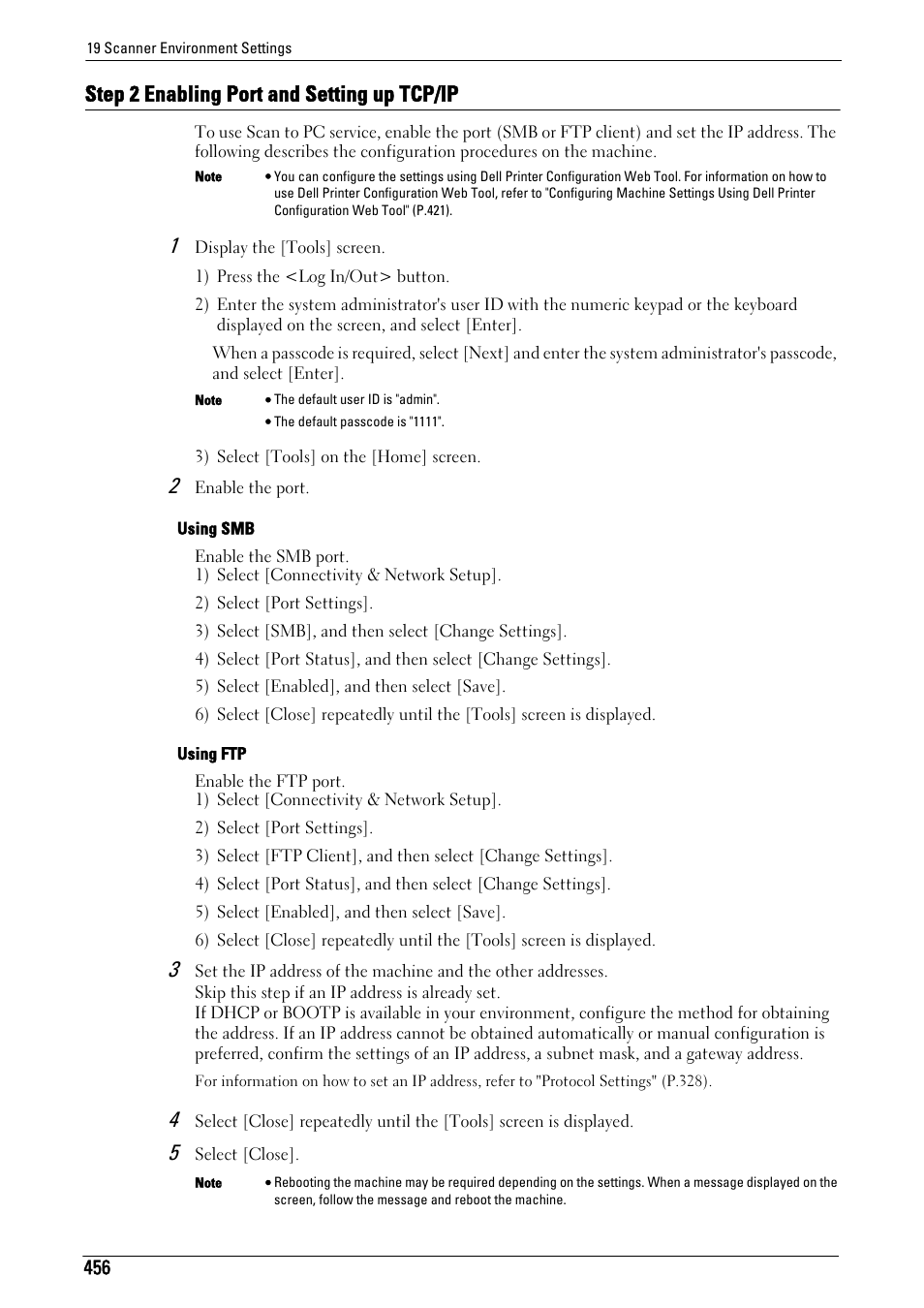 Step 2 enabling port and setting up tcp/ip | Dell C5765DN MFP Color Laser Printer User Manual | Page 456 / 675