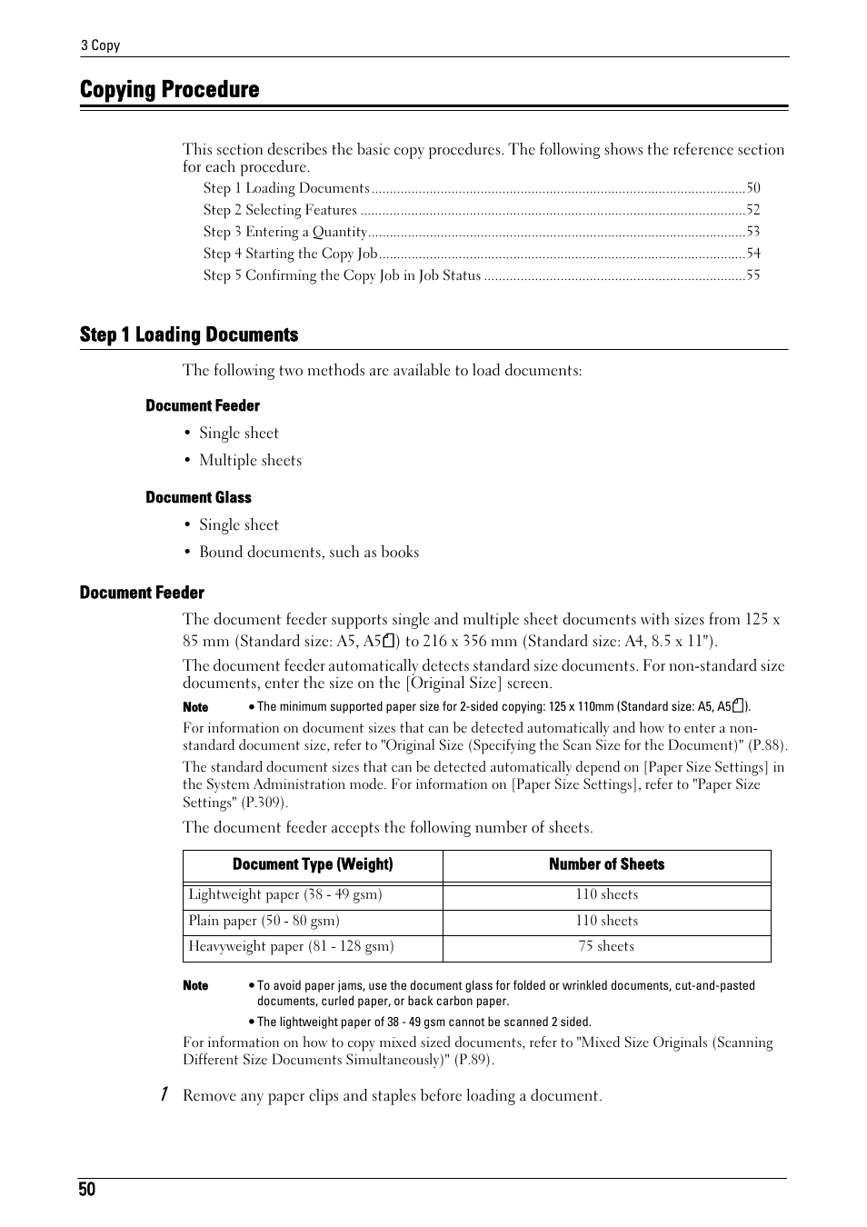 Copying procedure, Step 1 loading documents | Dell C5765DN MFP Color Laser Printer User Manual | Page 50 / 675
