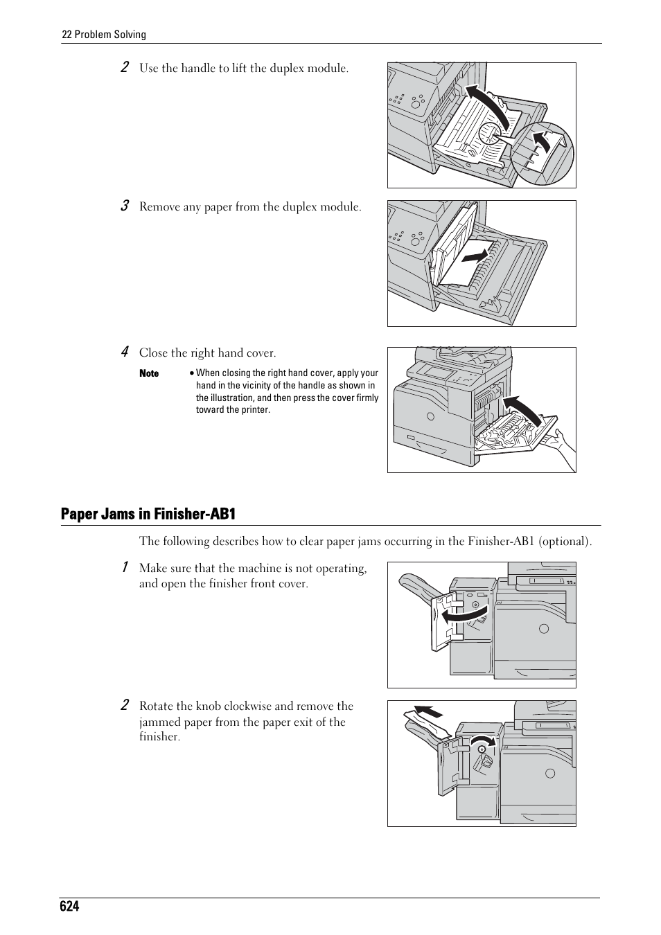 Paper jams in finisher-ab1 | Dell C5765DN MFP Color Laser Printer User Manual | Page 624 / 675