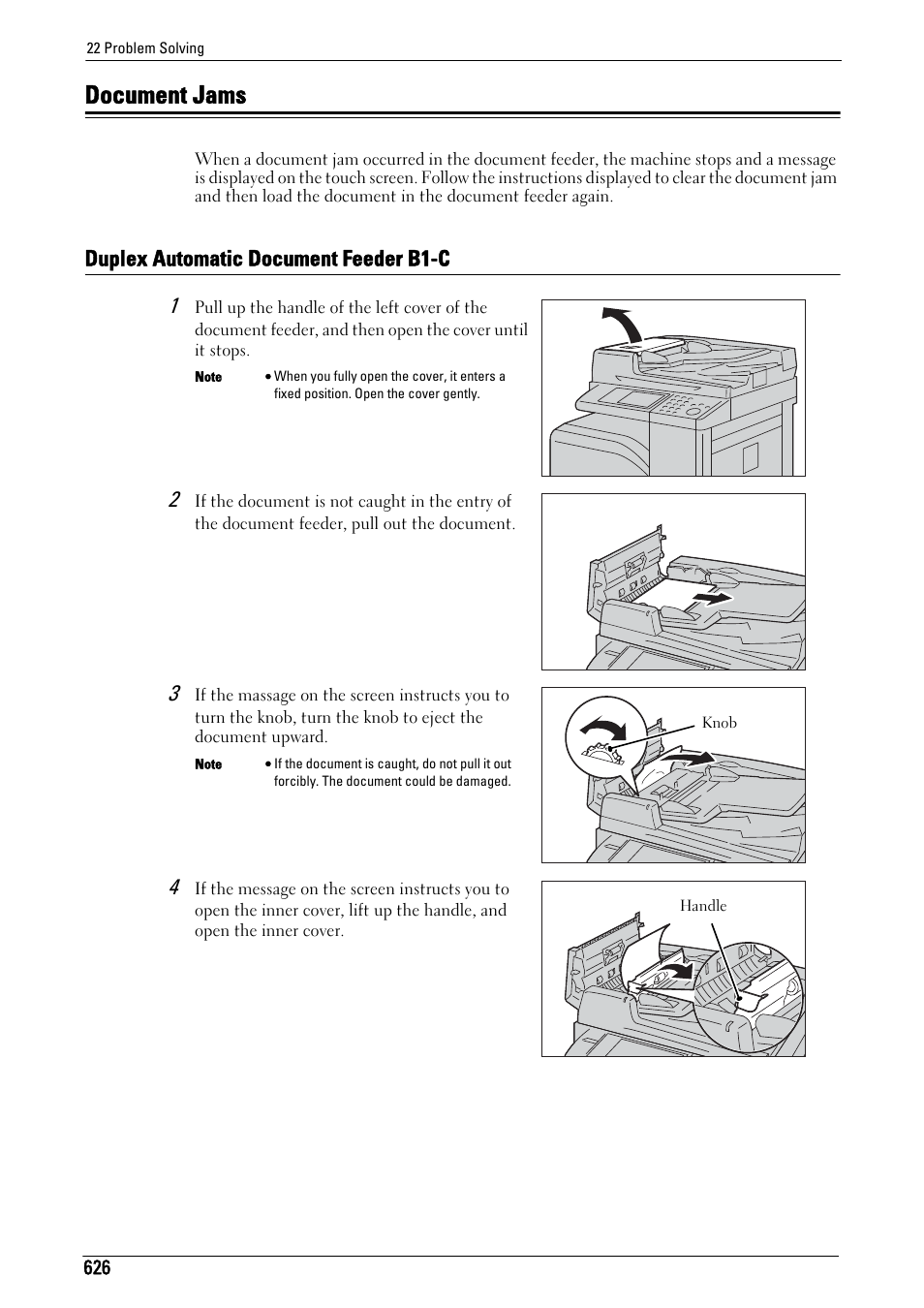 Document jams, Duplex automatic document feeder b1-c, Refer to "document jams | P.626), Document jams" (p.626), Refer to "document jams" (p.626) | Dell C5765DN MFP Color Laser Printer User Manual | Page 626 / 675