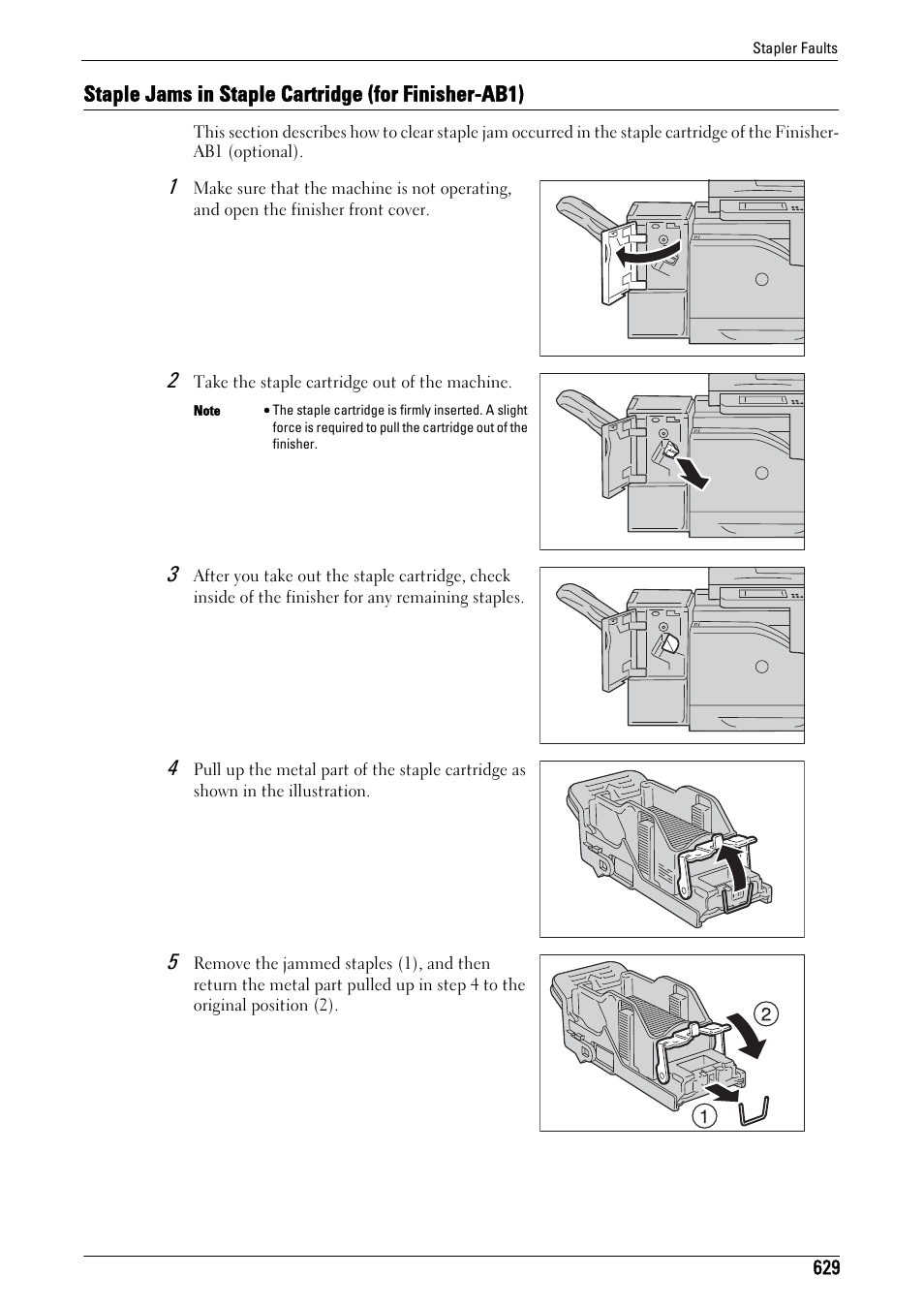 Staple jams in staple cartridge (for finisher-ab1) | Dell C5765DN MFP Color Laser Printer User Manual | Page 629 / 675