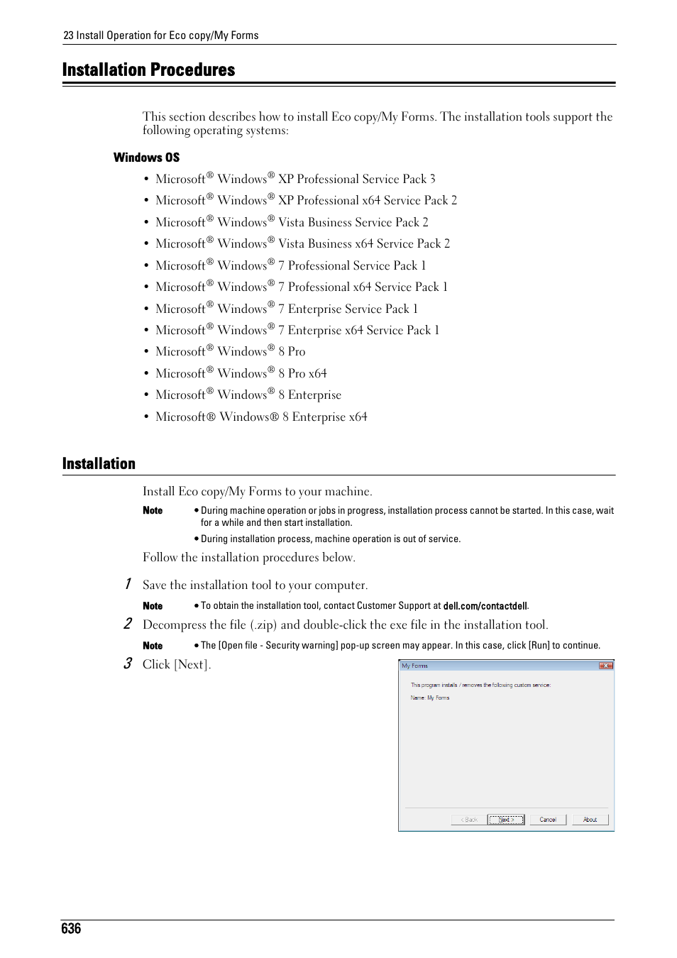 Installation procedures, Installation | Dell C5765DN MFP Color Laser Printer User Manual | Page 636 / 675