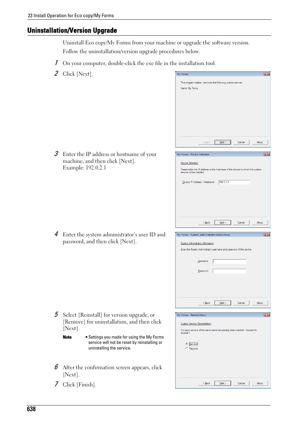 Uninstallation/version upgrade | Dell C5765DN MFP Color Laser Printer User Manual | Page 638 / 675