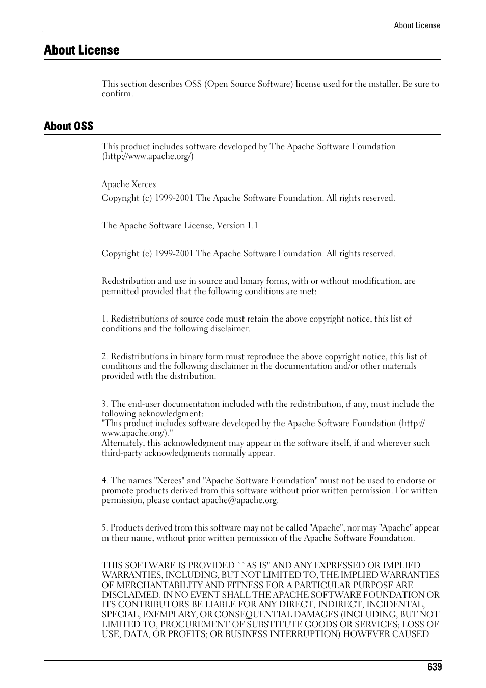 About license, About oss | Dell C5765DN MFP Color Laser Printer User Manual | Page 639 / 675