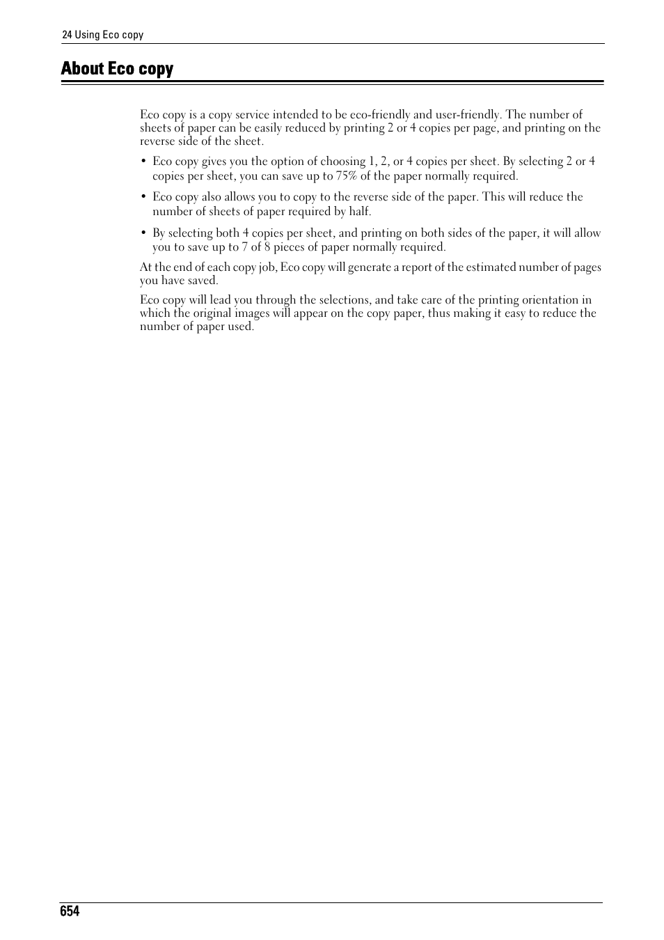 About eco copy, About eco | Dell C5765DN MFP Color Laser Printer User Manual | Page 654 / 675