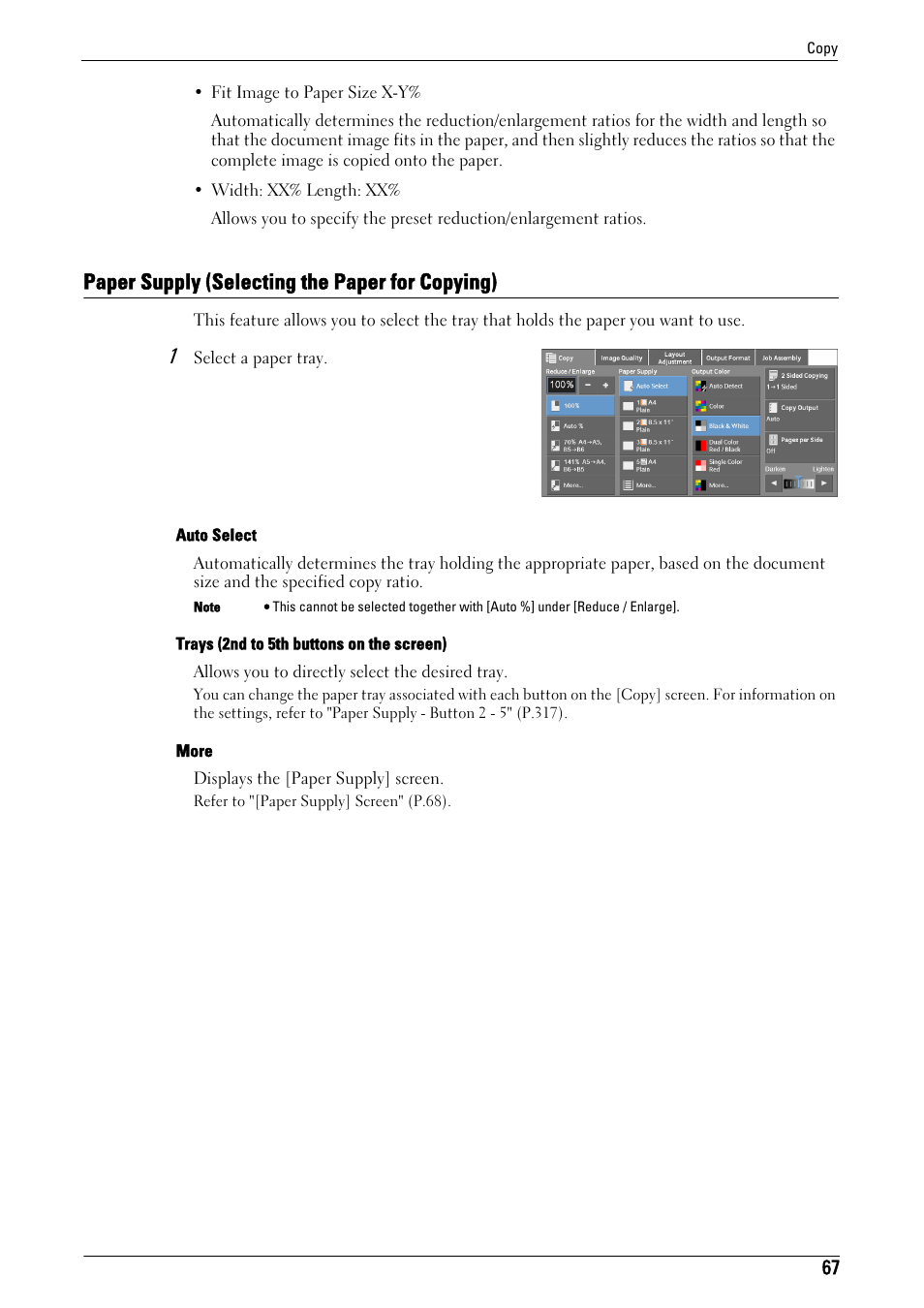 Paper supply (selecting the paper for copying), Paper supply (selecting the | Dell C5765DN MFP Color Laser Printer User Manual | Page 67 / 675