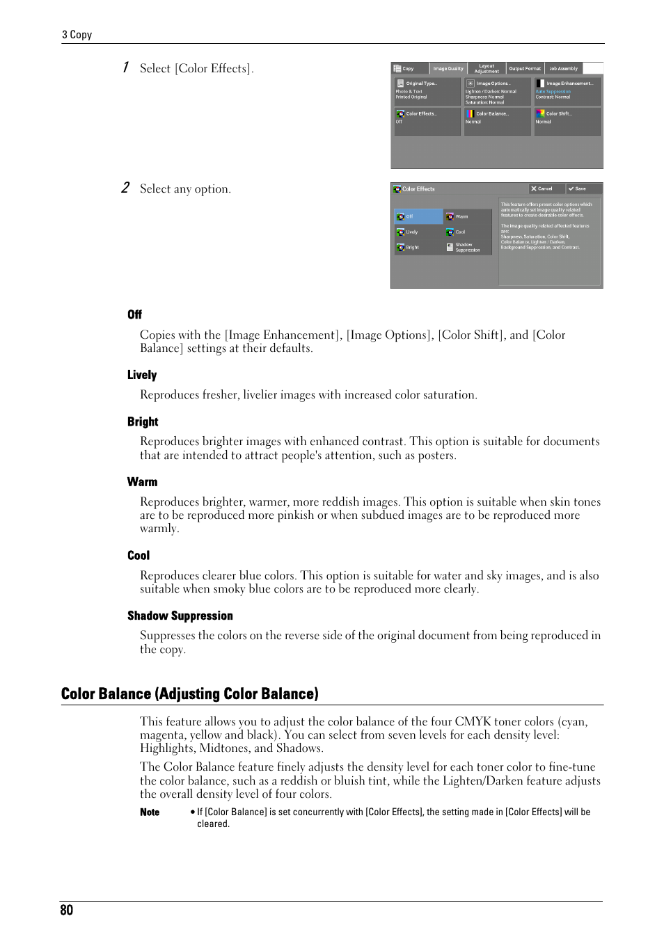 Color balance (adjusting color balance), Color balance (adjusting color | Dell C5765DN MFP Color Laser Printer User Manual | Page 80 / 675