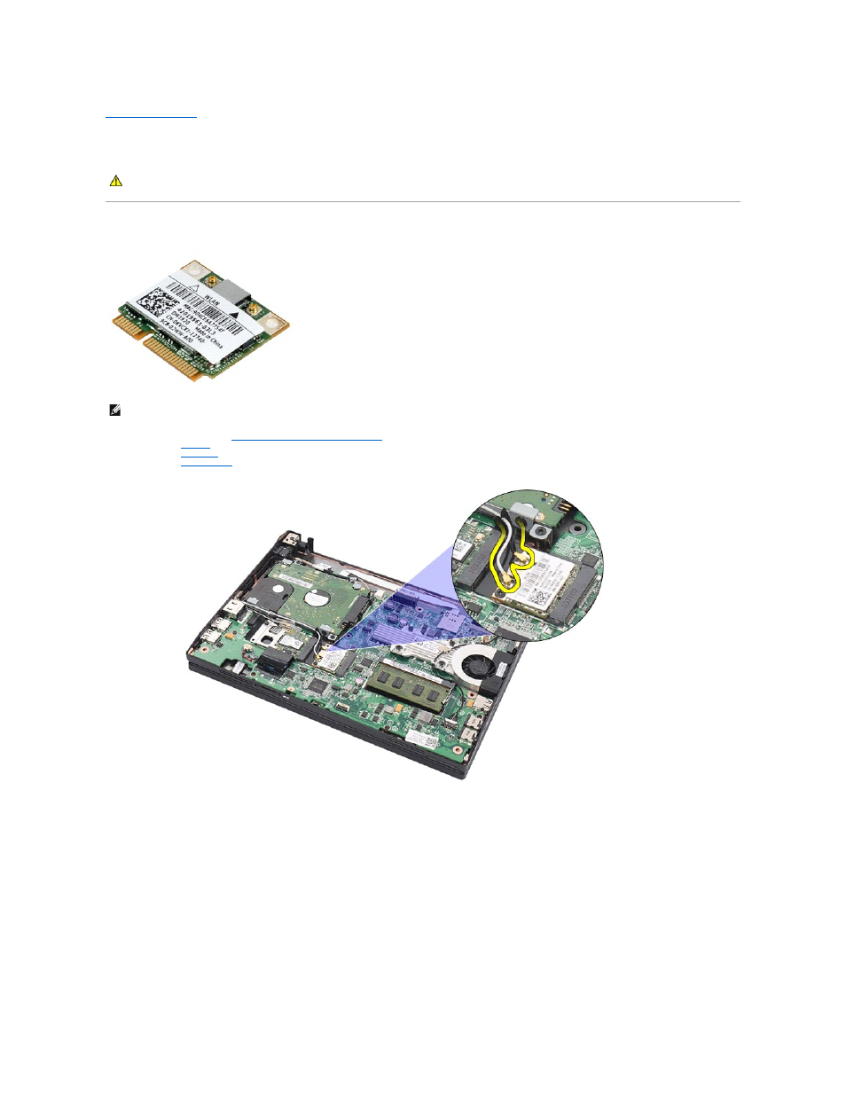 Wlan card, Removing the wlan card | Dell Latitude 2120 (Late 2010) User Manual | Page 13 / 62
