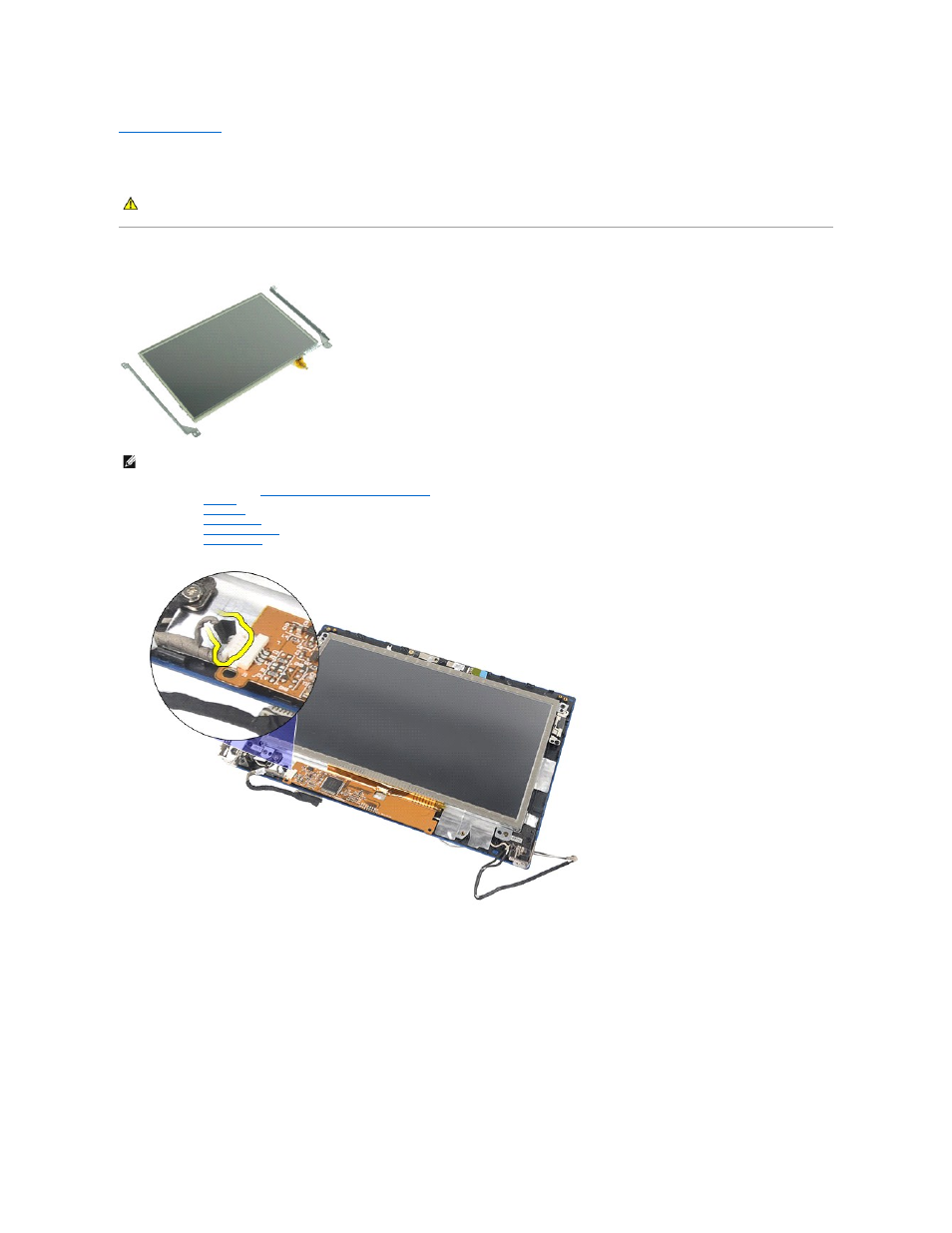Display panel/bracket, Removing the display panel/bracket | Dell Latitude 2120 (Late 2010) User Manual | Page 34 / 62