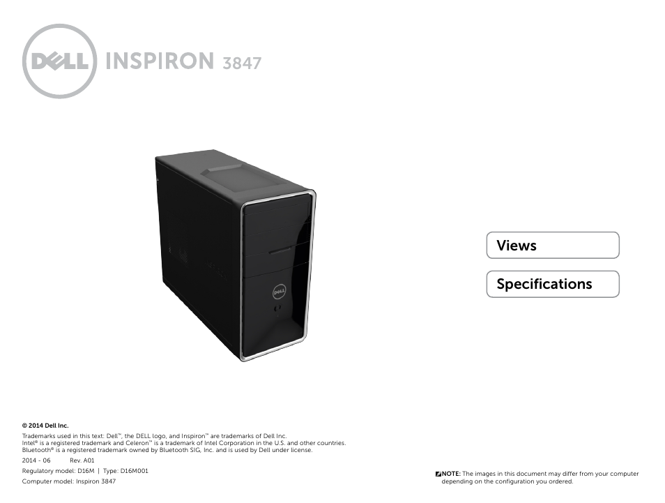 Dell Inspiron Desktop (3847, Early 2013) User Manual | 15 pages