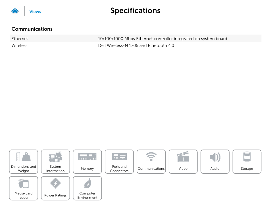 Communications, Specifications | Dell Inspiron Desktop (3847, Early 2013) User Manual | Page 9 / 15