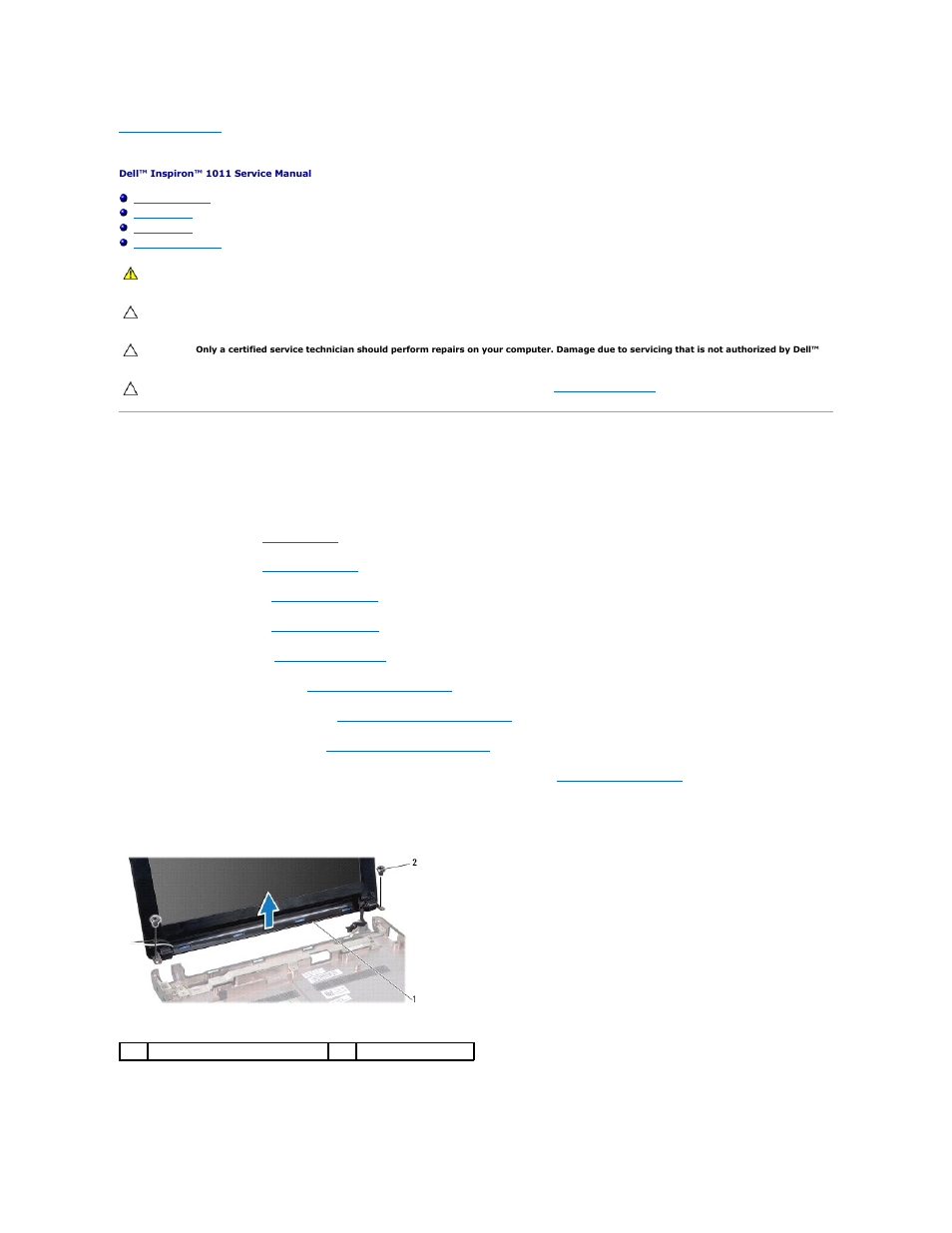 Display, Display assembly, Removing the display assembly | Dell Inspiron Mini 10v (1011, Mid 2009) User Manual | Page 15 / 42