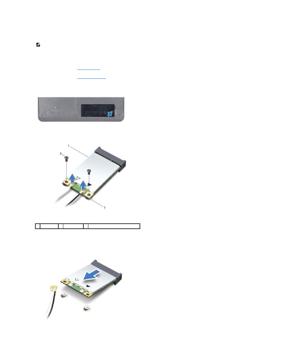 Removing the mini-card | Dell Inspiron Mini 10v (1011, Mid 2009) User Manual | Page 27 / 42