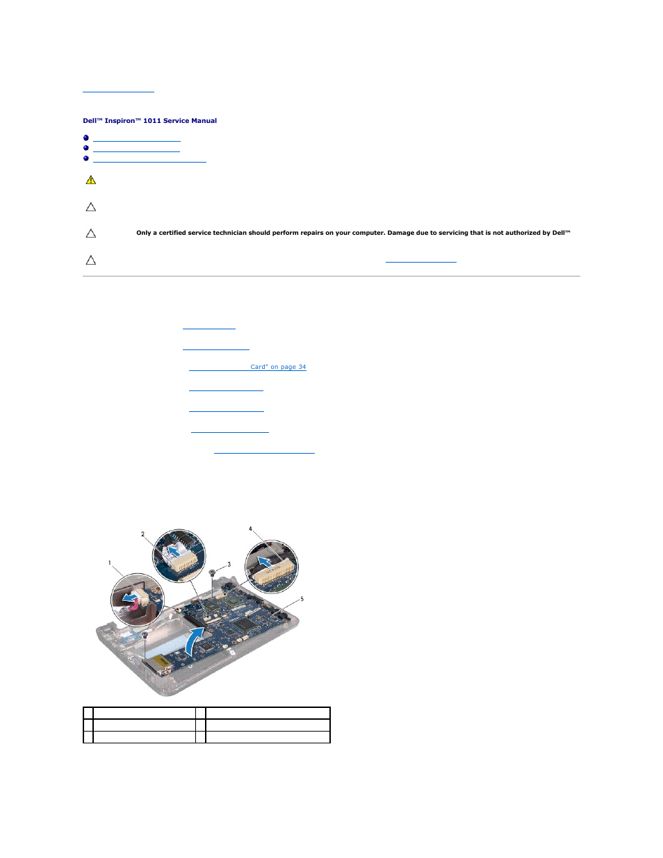 System board, Removing the system board | Dell Inspiron Mini 10v (1011, Mid 2009) User Manual | Page 39 / 42