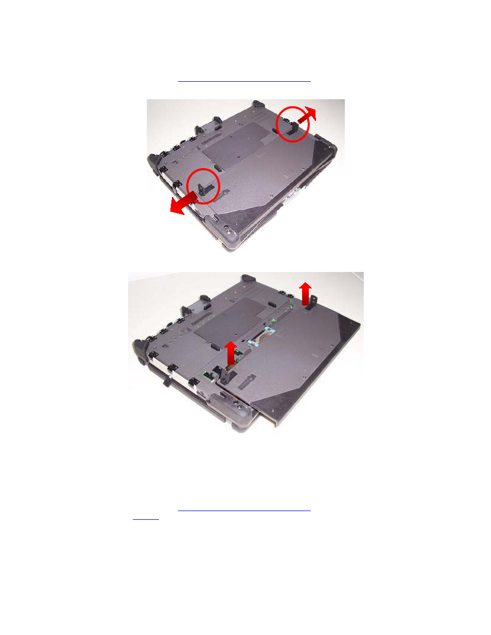 1 removing the main battery, 2 removing the battery from the battery door, Removing the main battery | Removing the battery from the battery door | Dell Latitude XT2 XFR (Late 2009) User Manual | Page 28 / 94