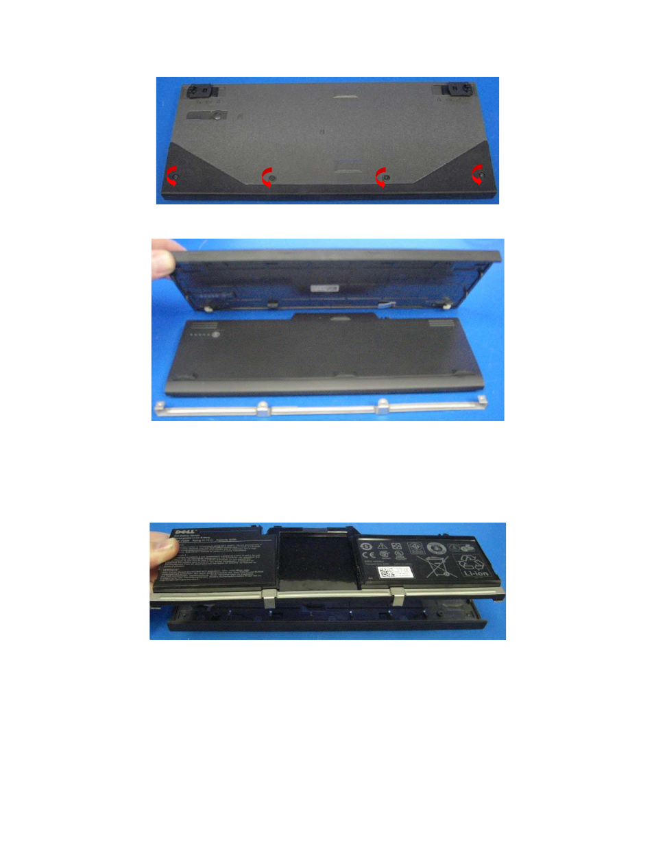 3 installing the battery into the battery door, Installing the battery into the battery door | Dell Latitude XT2 XFR (Late 2009) User Manual | Page 29 / 94