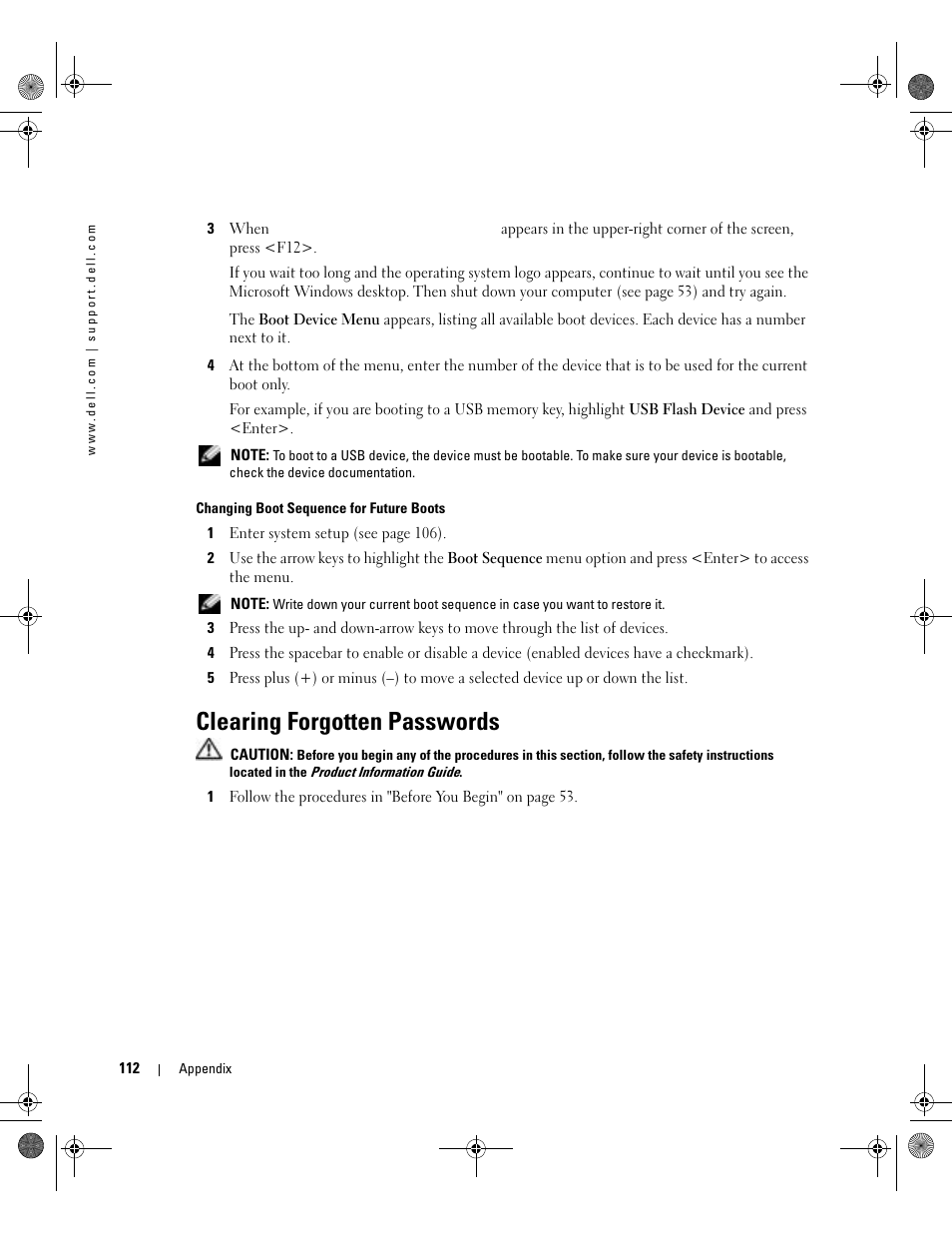 Clearing forgotten passwords | Dell Dimension 5000 User Manual | Page 112 / 140