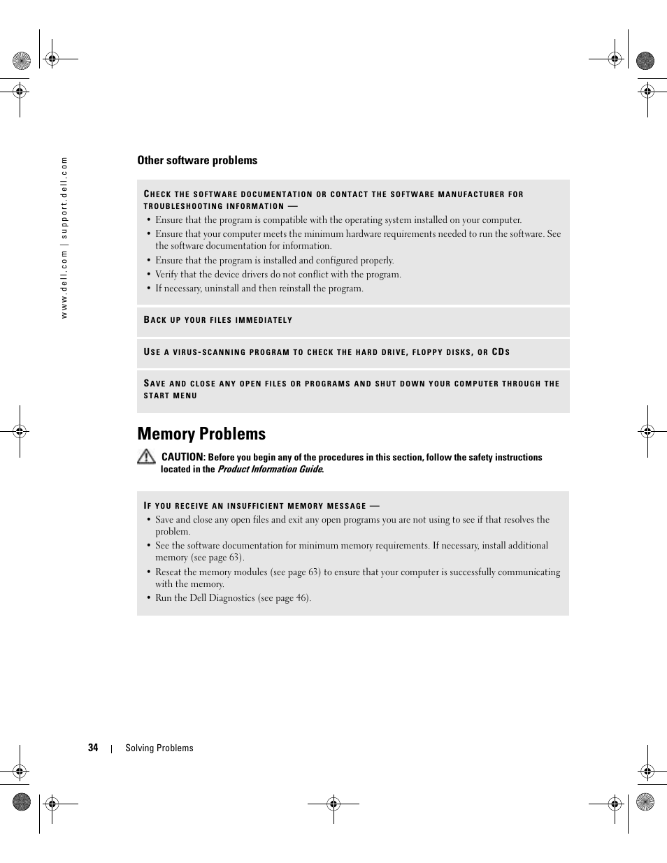 Other software problems, Memory problems, Click printers and other hardware | Dell Dimension 5000 User Manual | Page 34 / 140