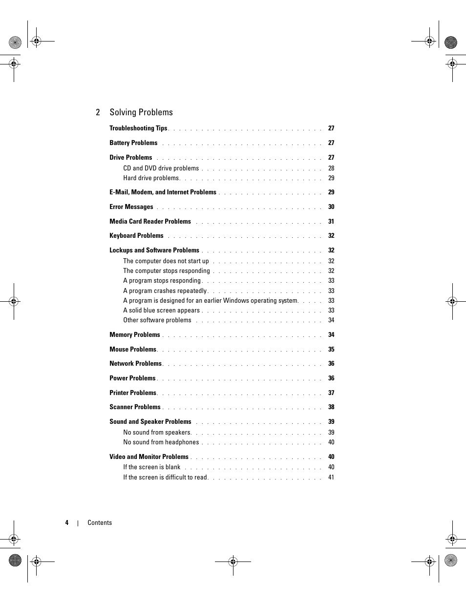 2solving problems | Dell Dimension 5000 User Manual | Page 4 / 140