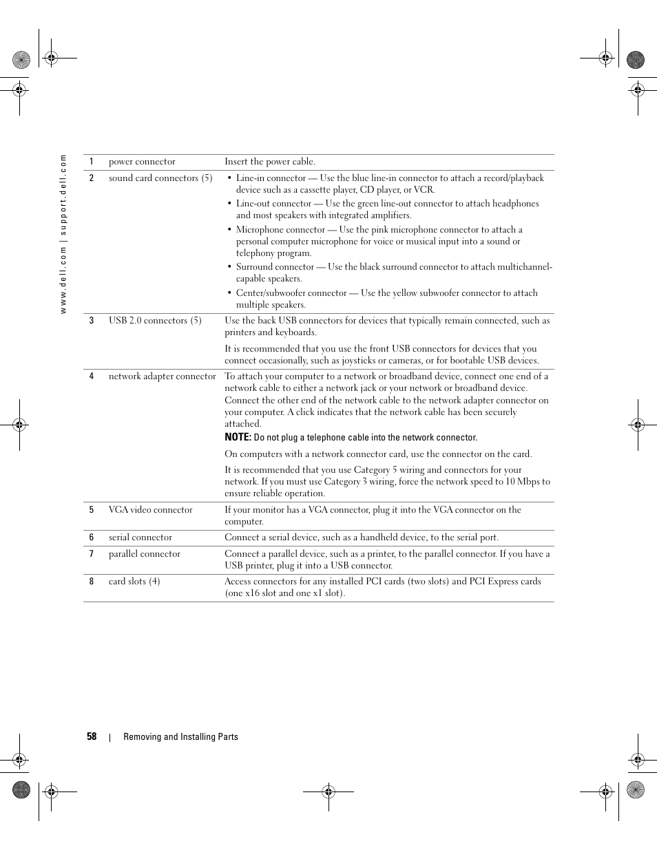 Dell Dimension 5000 User Manual | Page 58 / 140