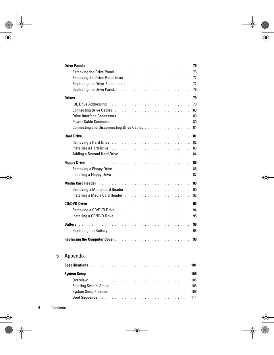 5appendix | Dell Dimension 5000 User Manual | Page 6 / 140