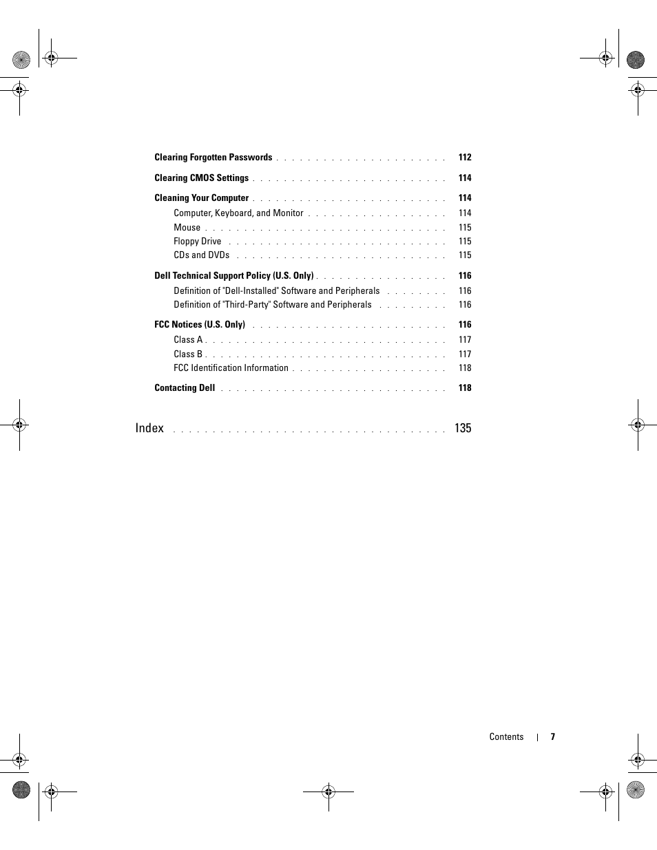 Index | Dell Dimension 5000 User Manual | Page 7 / 140