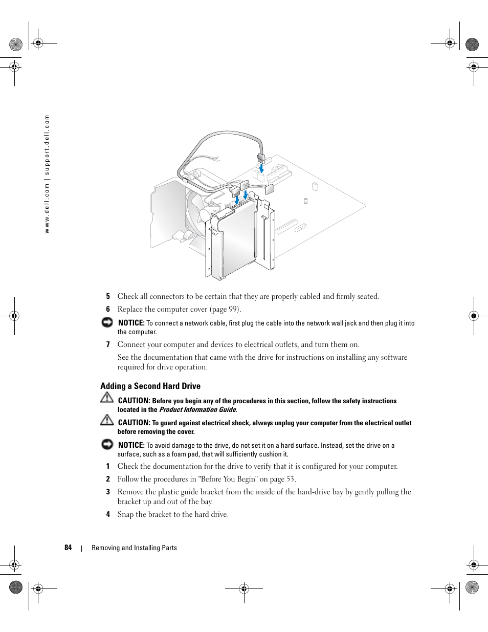 Adding a second hard drive | Dell Dimension 5000 User Manual | Page 84 / 140